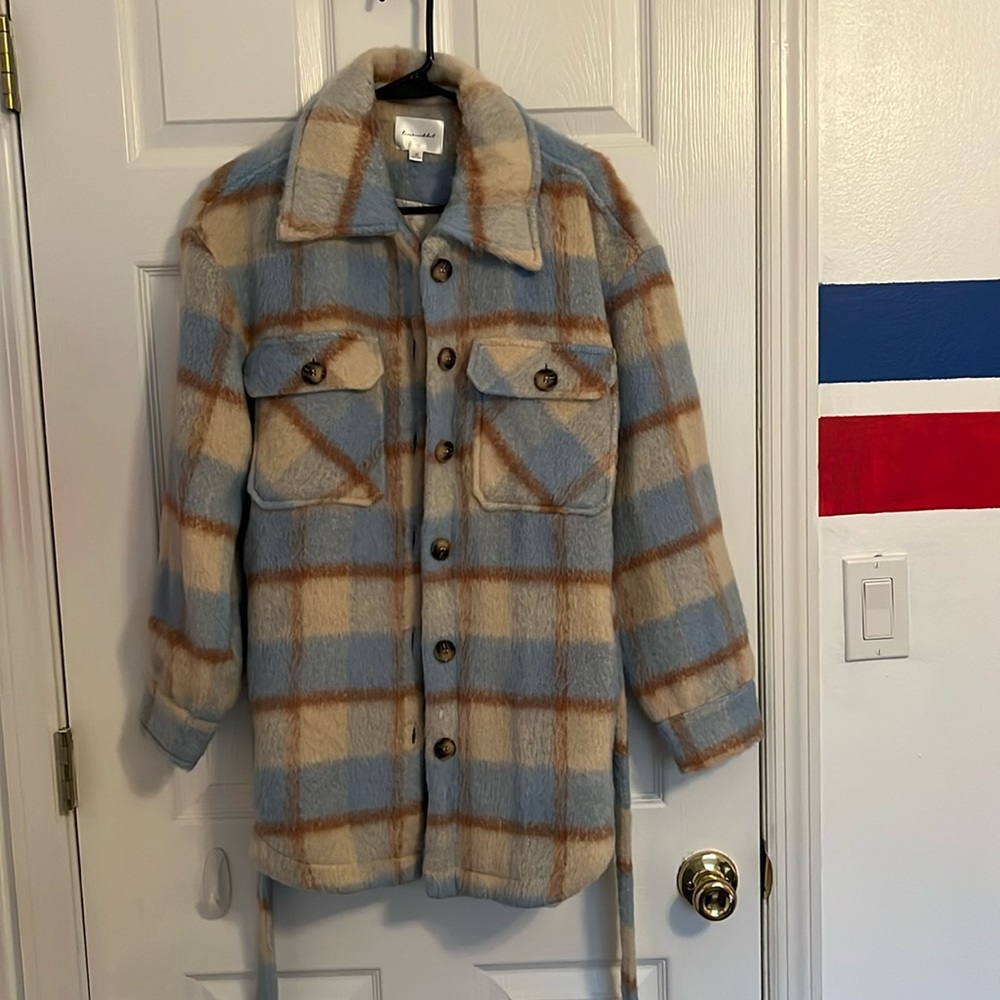 PLAID SHACKET WITH TIE